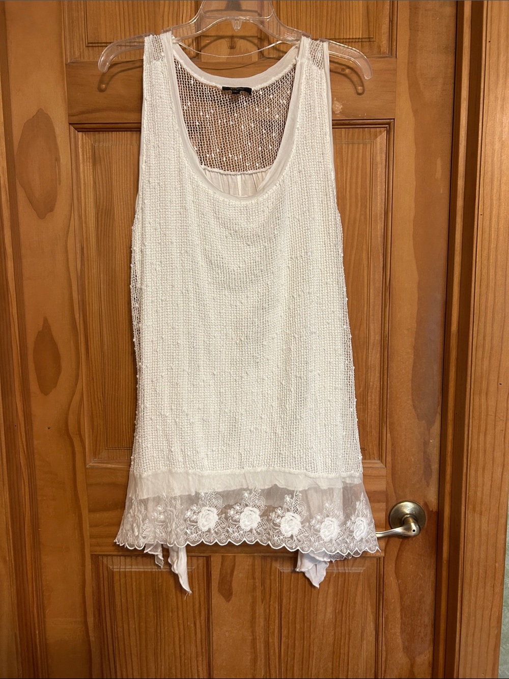 Women’s Sleeveless Tunic With Lace Detail Off White Size XL Like New